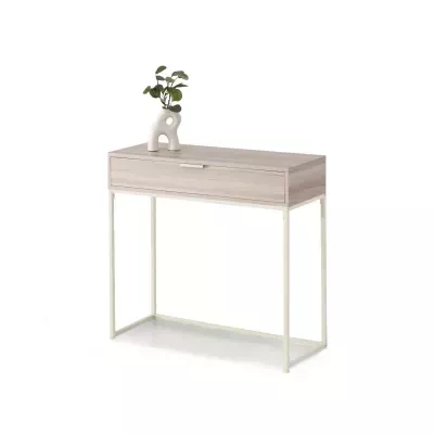 Konsolentisch NIRAI mit Schublade – cremefarben / beige Esche