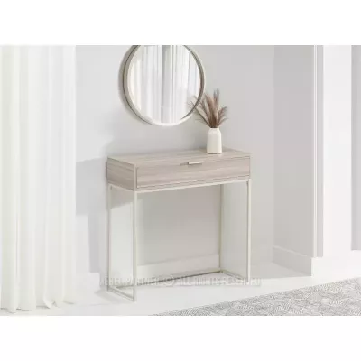 Konsolentisch NIRAI mit Schublade – cremefarben / beige Esche