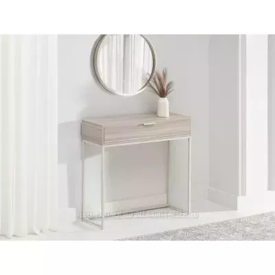 Konsolentisch NIRAI mit Schublade – cremefarben / beige Esche