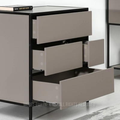 Schmale Kommode MAIRA - beige/schwarz