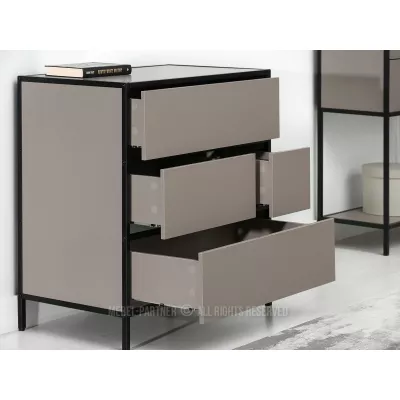 Schmale Kommode MAIRA - beige/schwarz