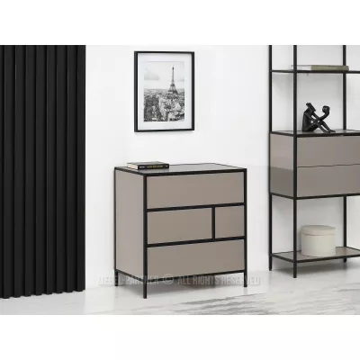 Schmale Kommode MAIRA - beige/schwarz