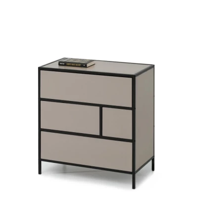 Schmale Kommode MAIRA - beige/schwarz