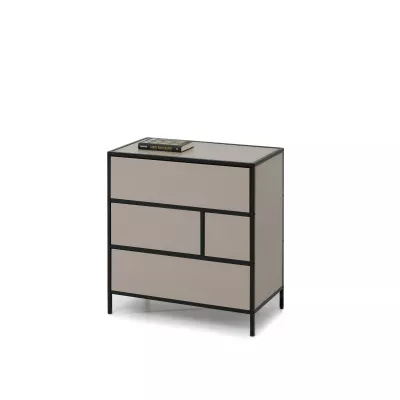 Schmale Kommode MAIRA - beige/schwarz