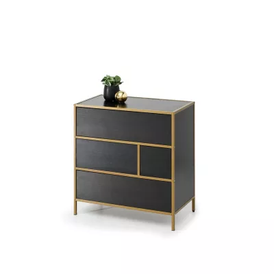 Schmale Kommode MAIRA - schwarz/gold
