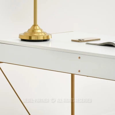 Breiter Schreibtisch DAMJAR - weiß / gold