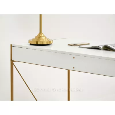 Breiter Schreibtisch DAMJAR - weiß / gold