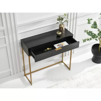 NIRAI Konsolentisch mit Schublade - Schwarz / Gold