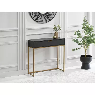 NIRAI Konsolentisch mit Schublade - Schwarz / Gold