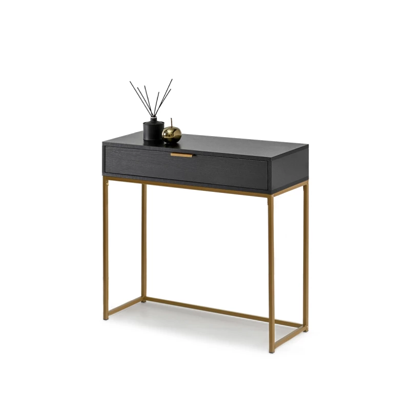 NIRAI Konsolentisch mit Schublade - Schwarz / Gold