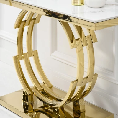Konsolentisch KALEI - weißer Marmor / Gold