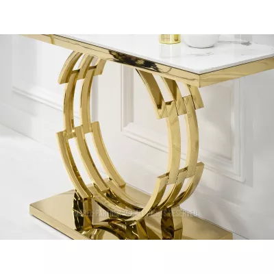 Konsolentisch KALEI - weißer Marmor / Gold