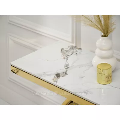 Konsolentisch KALEI - weißer Marmor / Gold