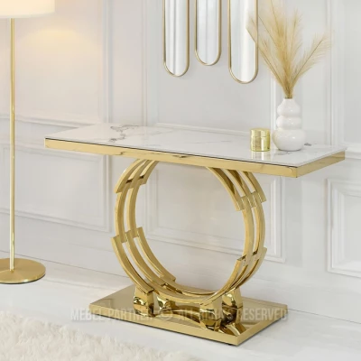 Konsolentisch KALEI - weißer Marmor / Gold