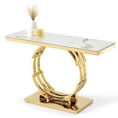 Konsolentisch KALEI - weißer Marmor / Gold
