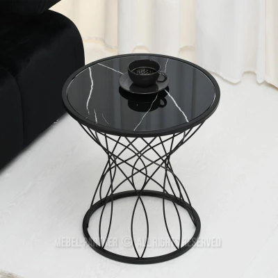 Designer Couchtisch ELIMAR 01 - schwarzer Marmor / schwarz