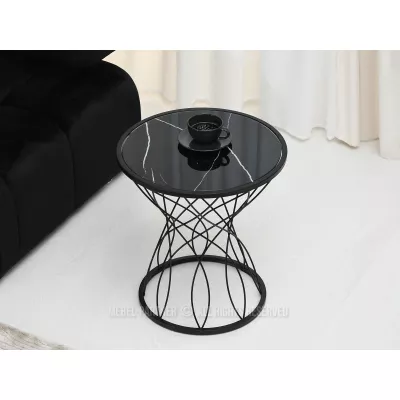 Designer Couchtisch ELIMAR 01 - schwarzer Marmor / schwarz