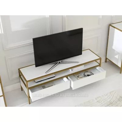 TV-Ständer MAIRA - weiß / gold