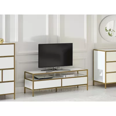 TV-Ständer MAIRA - weiß / gold