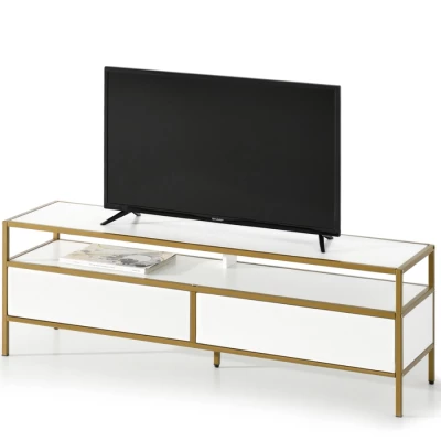 TV-Ständer MAIRA - weiß / gold
