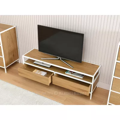 TV-Ständer MAIRA - Eiche / Weiß