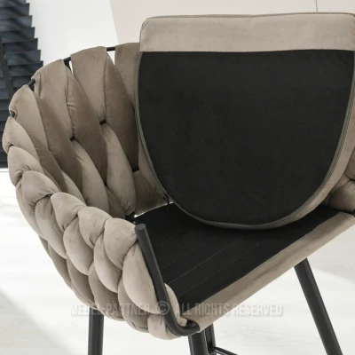 NEUS gepolsterter Barhocker - beige / schwarz