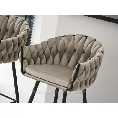 NEUS gepolsterter Barhocker - beige / schwarz
