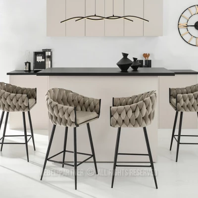 NEUS gepolsterter Barhocker - beige / schwarz