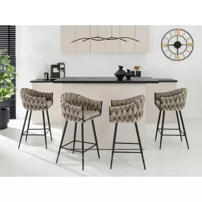 NEUS gepolsterter Barhocker - beige / schwarz