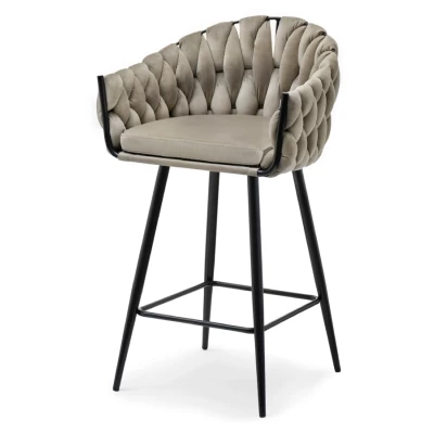 NEUS gepolsterter Barhocker - beige / schwarz