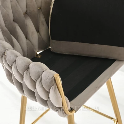 NEUS gepolsterter Barhocker - beige / gold
