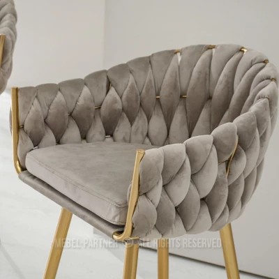 NEUS gepolsterter Barhocker - beige / gold