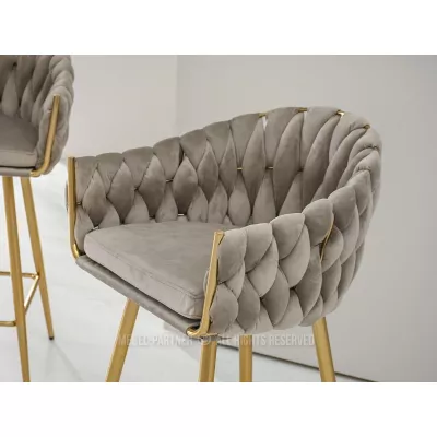 NEUS gepolsterter Barhocker - beige / gold