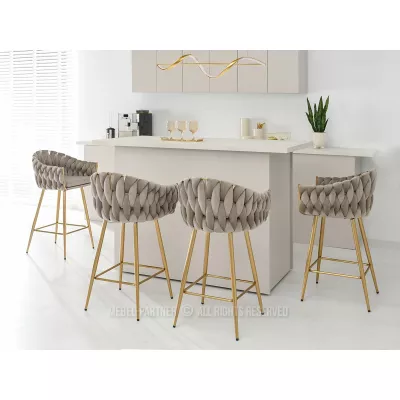 NEUS gepolsterter Barhocker - beige / gold