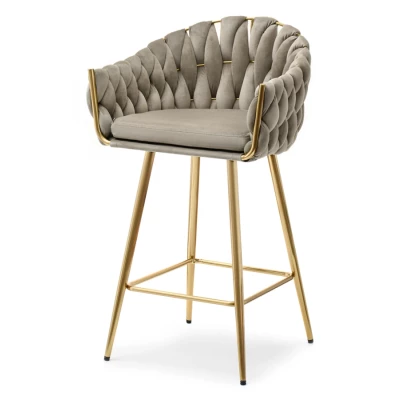NEUS gepolsterter Barhocker - beige / gold