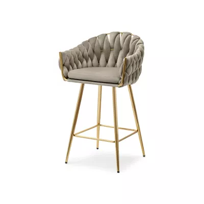 NEUS gepolsterter Barhocker - beige / gold