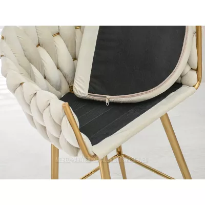 NEUS gepolsterter Barhocker - creme / gold