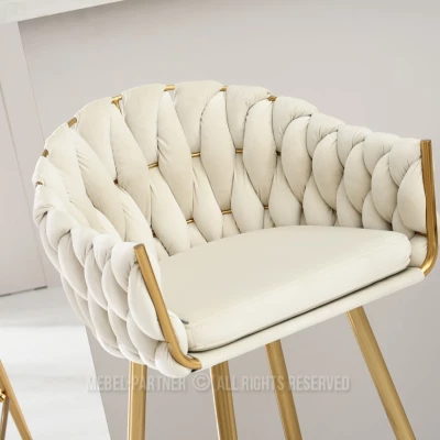 NEUS gepolsterter Barhocker - creme / gold