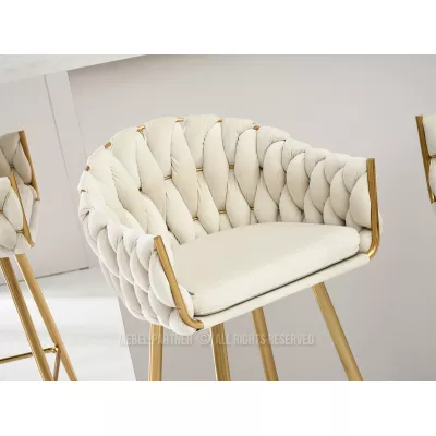 NEUS gepolsterter Barhocker - creme / gold