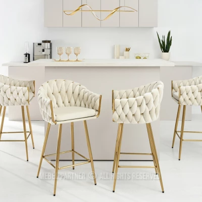 NEUS gepolsterter Barhocker - creme / gold