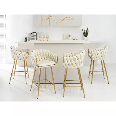 NEUS gepolsterter Barhocker - creme / gold