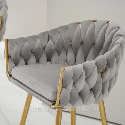 NEUS gepolsterter Barhocker - grau / gold