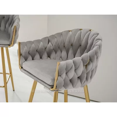NEUS gepolsterter Barhocker - grau / gold