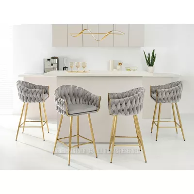 NEUS gepolsterter Barhocker - grau / gold