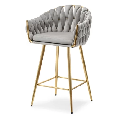 NEUS gepolsterter Barhocker - grau / gold