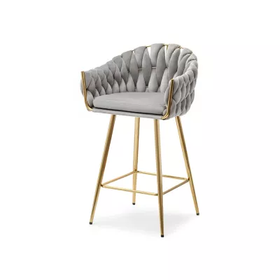 NEUS gepolsterter Barhocker - grau / gold