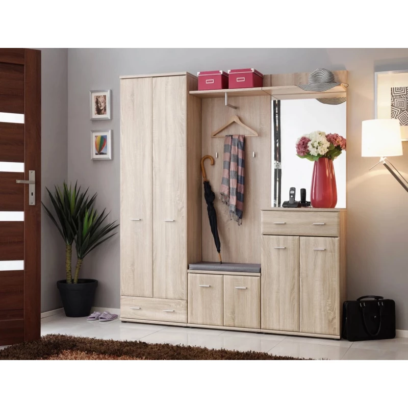 Flurwand ARINA 7 mit Sitzkissen – Sonoma-Eiche
