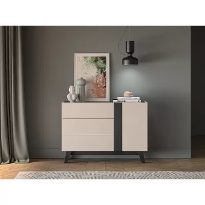 Breite Kommode CHARLOTTE - Kaschmir / Schwarz