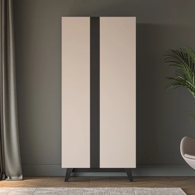 Kleiderschrank 90 cm CHARLOTTE - Kaschmir / Schwarz