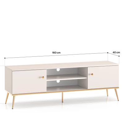 TV-Ständer LUNA - beige / gold